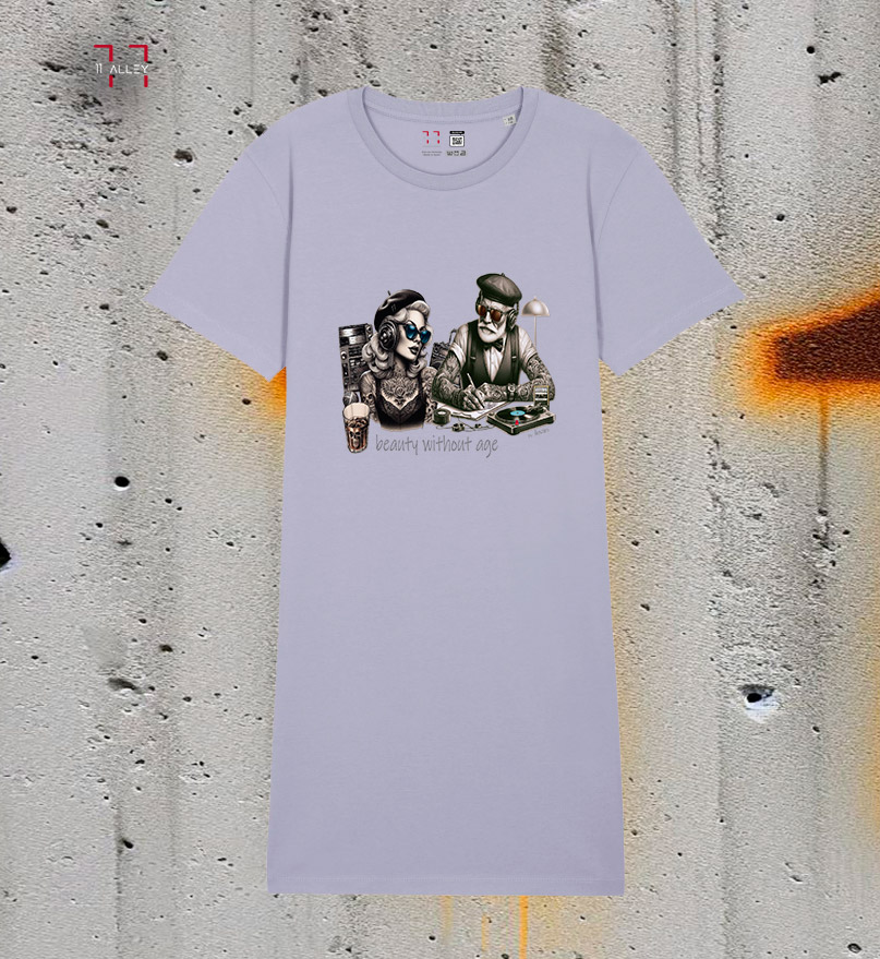 vestido camiseta larga de algodon organico original personalizado pareja de personas macarras
