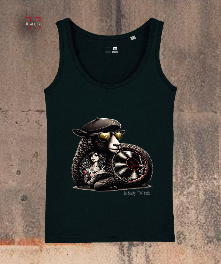 Camiseta original de tirantes ade algodon organico oveja negra la belleza ta en el interior