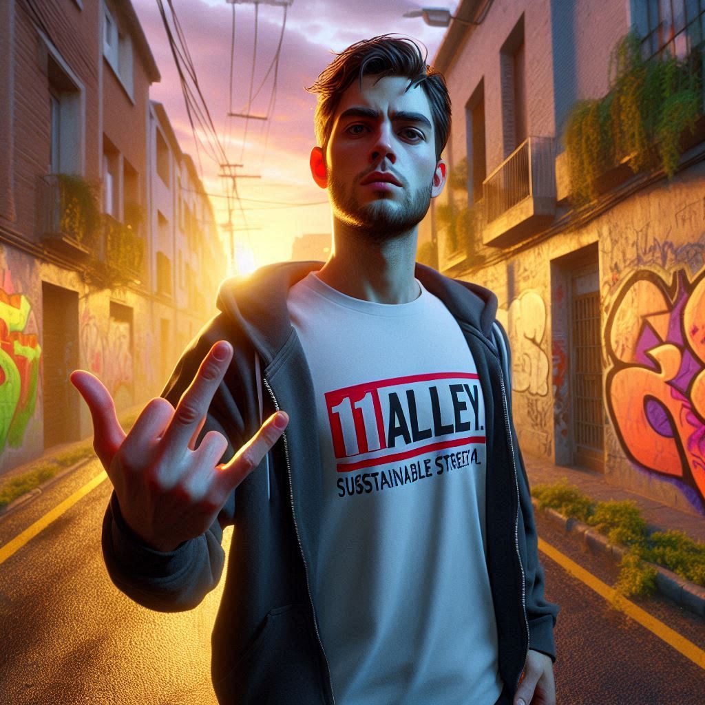 Modelo urbano con camiseta irreverente 11Alley en Gijón