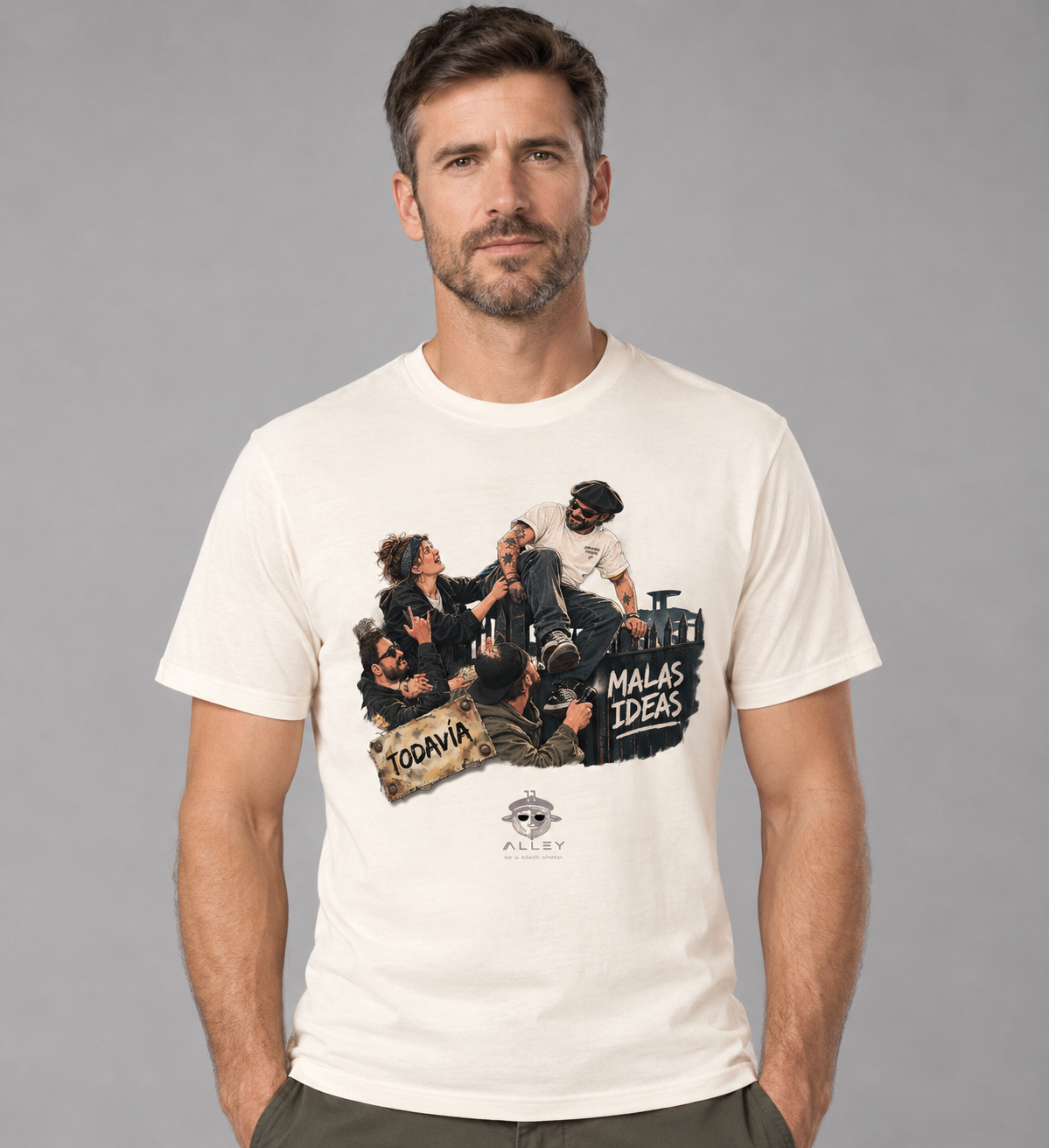 Camiseta de algodón orgánico TENEMOS MALAS IDEAS', colección exclusiva "TODAVIA" 11ALLEY