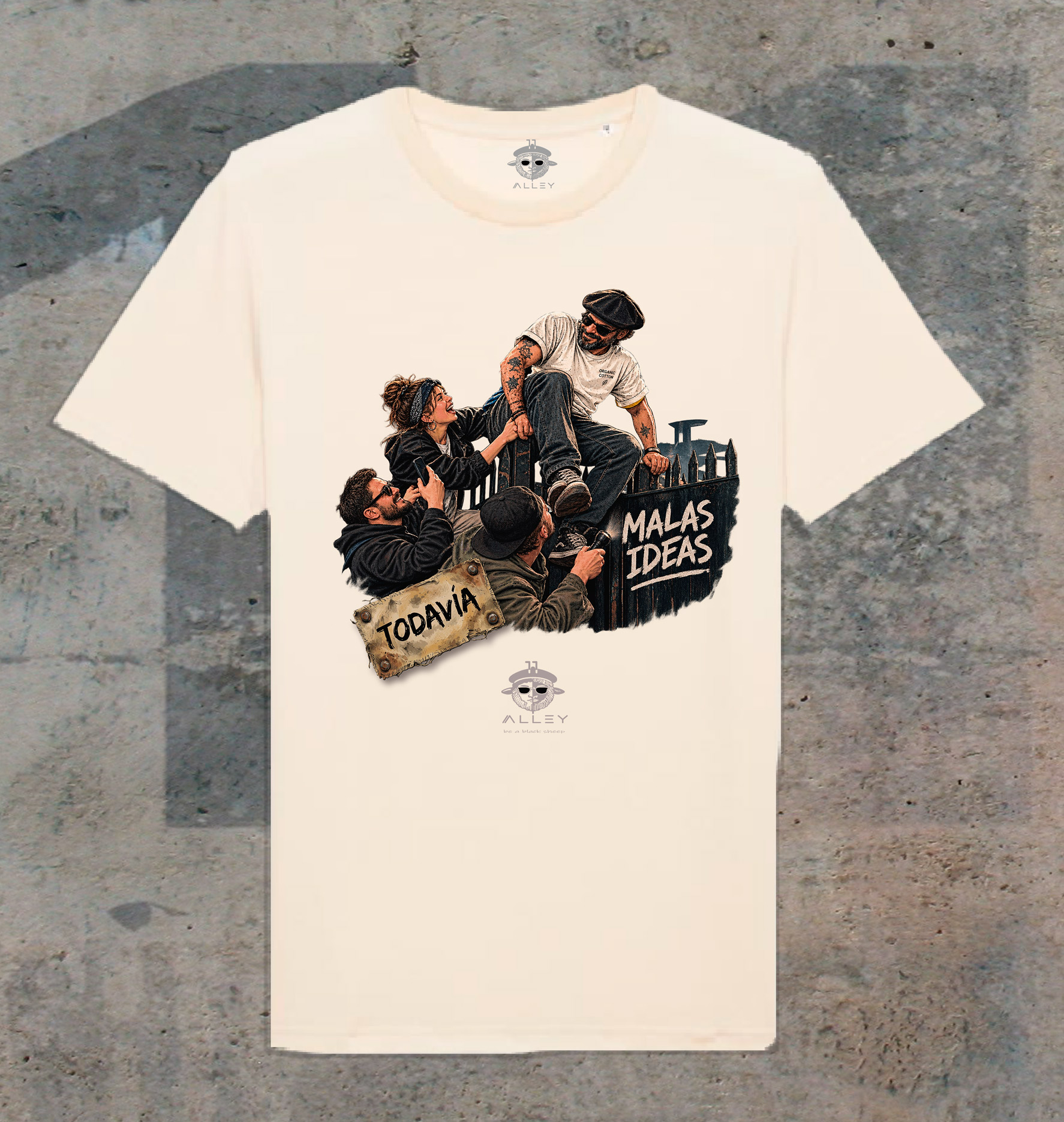 Camiseta de algodón orgánico TENEMOS MALAS IDEAS', colección exclusiva "TODAVIA" 11ALLEY